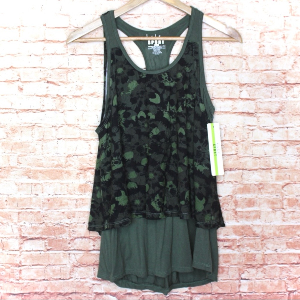 Nicole Miller Sport Floral Camo Racerback Tank Top
